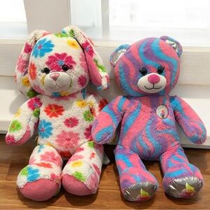 Build-A-Bear Sweet Swirl Ice Cream Flower Bear Power Blossom Bunny Plush Bundle
